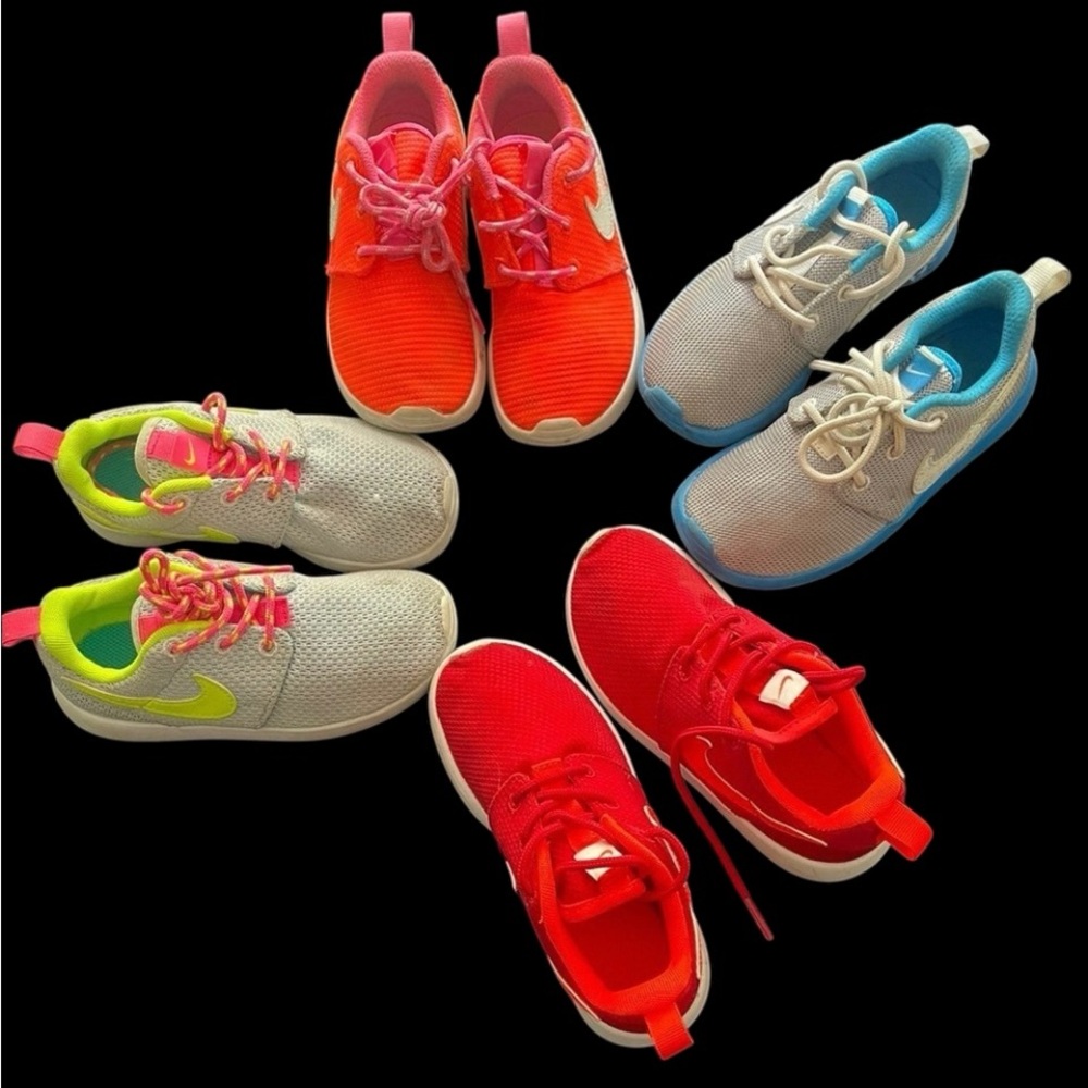 Nike Roshe Run Kids Athletic Shoes sz10- Red, Gray, Orange and White 2 for $50